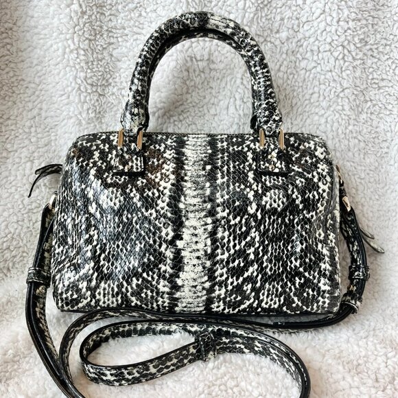 Cole Haan Leather bag Satchel or Crossbody  Snake  Embossed Cream & Black - Picture 2 of 13